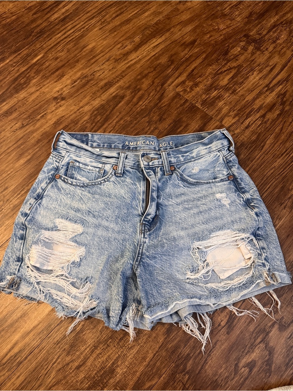 American Eagle Outfitters Distressed Light Blue Denim Cutoff Shorts